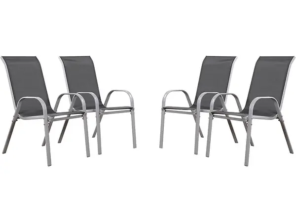 Achat Immédiat Fauteuil jardin Textilène "Cordoba" - Phoenix - Gris foncé/Argenté - Lot de 4 HABITAT ET JARDIN