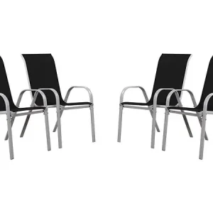 Prix Bas Fauteuil jardin Textilène "Cordoba" - Phoenix - Noir - Lot de 4 HABITAT ET JARDIN