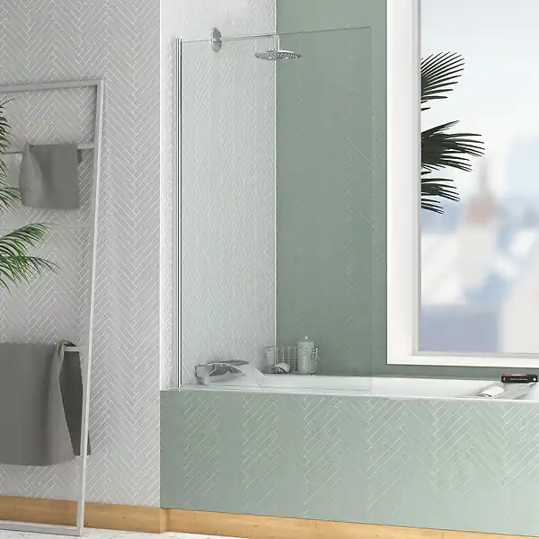 Pare baignoire Rabattable 80x140cm - Profilé Chromé - Verre Trempé 4mm - ELEMENTARY AURLANE Solde