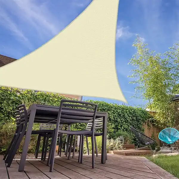 Marque Voile d‘ombrage 5 x 4 x 4 m triangulaire 280g/m² - Haute densité résistante au vent - Tissu micro-aéré - Écru COTE STORE