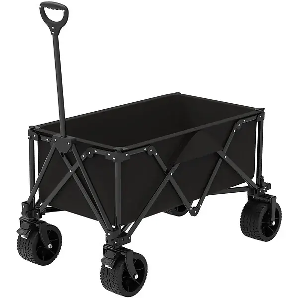 Chariot de transport pliable noir avec roues tout terrain GT GARDEN Meilleure Vente