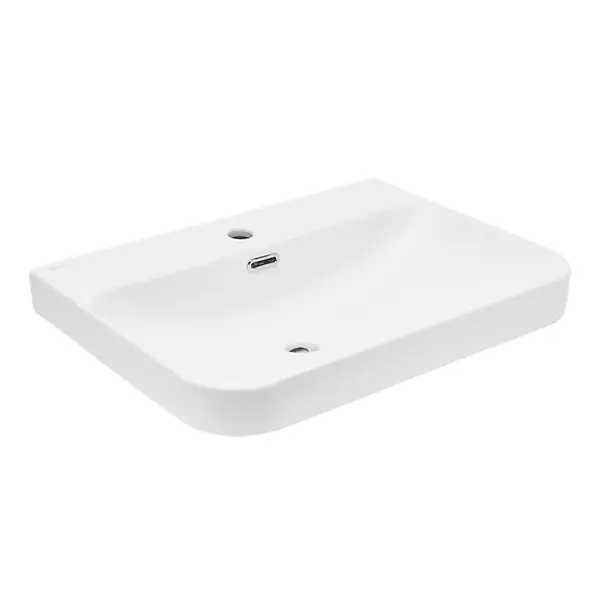 Satisfait Ou Remboursé Swiss Aqua Technologies Meuble lavabo Swiss Aqua Technologies Fusion 60,5x46 cm blanc mat, trou pour robinet au milieu SATFUS6046MW