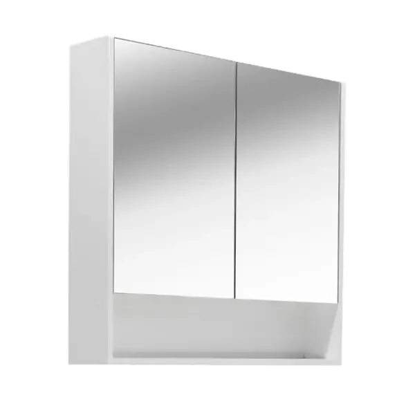 Lucca Armoire de toilette assemblée 80x75 cm, stratifié, 4 étagères, miroir blanc (LUCCA80CABW) NATUREL Vente Directe