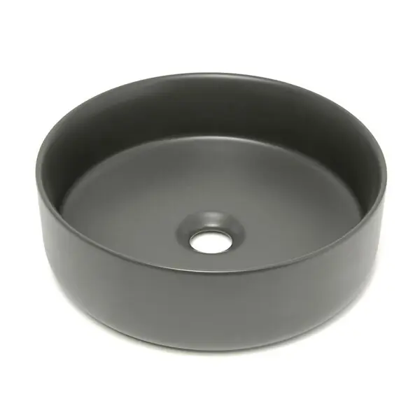 Achetez Aujourd'hui Swiss Aqua Technologies Mood vasque à poser ronde 36x36 cm sans trou de robinetterie ni trop-plein, gris foncé (SATM3636DGRM)