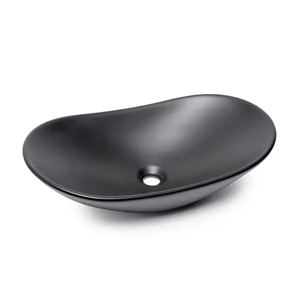 Swiss Aqua Technologies Infinitio Vasque à poser 61,5x36 cm ovale, sans trop-plein, Noir mat (SATINF61536BKM) Affaire À Saisir