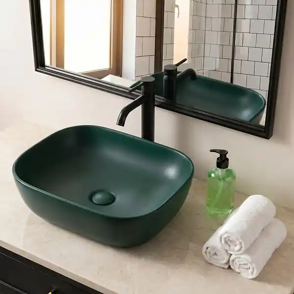 Vasque à poser 45,5 x 32,5 x 13,5 cm sans trop-plein vert foncé mat Infinitio SAT (SATINF4532DGEM) SWISS AQUA TECHNOLOGIES Meilleur Prix