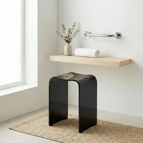 Quantité Limitée Tabouret de salle de bain PMR antidérapant – sécurité et autonomie - noir, PMR (SATSTOLPLASTC) SWISS AQUA TECHNOLOGIES