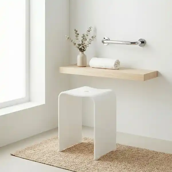 Tabouret de salle de bain PMR antidérapant – sécurité et autonomie – blanc (SATSTOLPLASTB) SWISS AQUA TECHNOLOGIES Acheter En Ligne