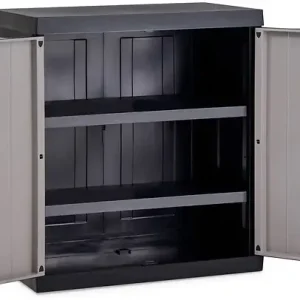 Meilleur Choix Armoire basse en resine - Gris et noir - 89x54x96cm TOOMAX