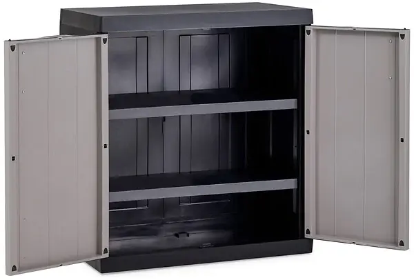 Meilleur Choix Armoire basse en resine - Gris et noir - 89x54x96cm TOOMAX