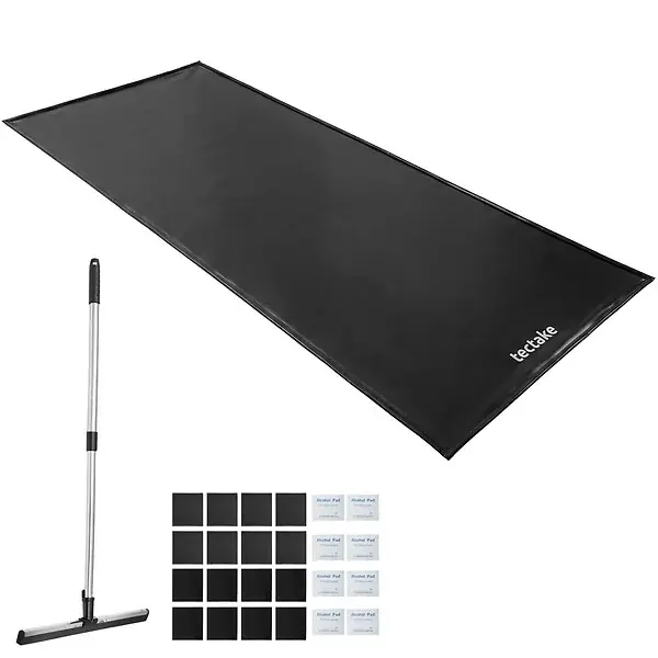 Tapis de sol garage antidérapant en plastique noir 6,7 x 2,6 m imperméable avec raclette extracteur télescopique TECTAKE Achat Immédiat
