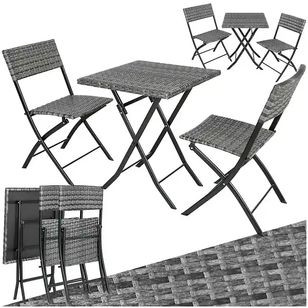 Salon de jardin TREVI 2 personnes gris TECTAKE Pas Cher