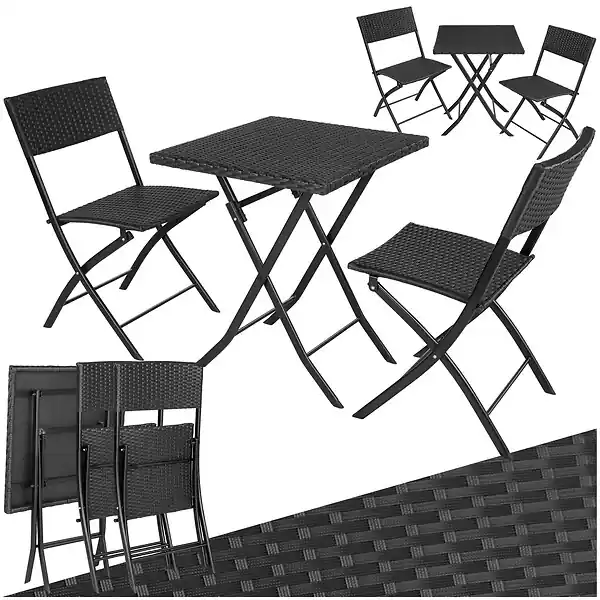 Salon de jardin TREVI 2 personnes noir TECTAKE Super Prix