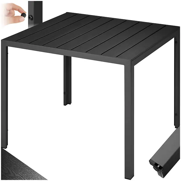 Promotion Table de jardin en aluminium surface de la table en aspect bois noir TECTAKE