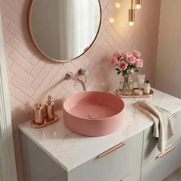 Certifié Ceramia Vasque à poser ronde 36 cm hauteur 12,5 cm sans trop-plein rose mat PixL (CEPX3636PM)