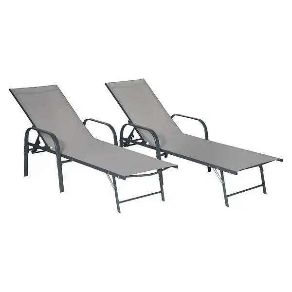 Lot de 2 bains de soleil SARDINIA en textilène gris - structure anthracite HAPPY GARDEN Petit Prix