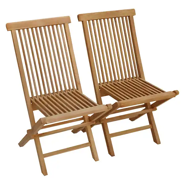 Dernier Modèle Lot de 2 chaises de jardin en teck LOMBOK HAPPY GARDEN