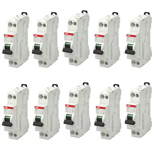 Meilleure Vente ABB Lot de 10 disjoncteurs Ph+N raccordement Vis 20A-4,5Ka - Courbe C