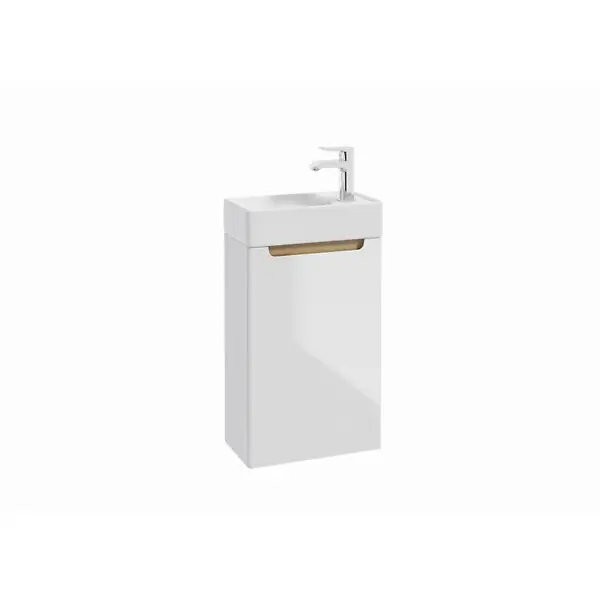 Seulement Aujourd'hui Naturel Meuble de salle de bain avec lavabo en céramique, Stilla, 39x60x22 cm blanc (STILLAD04008U)