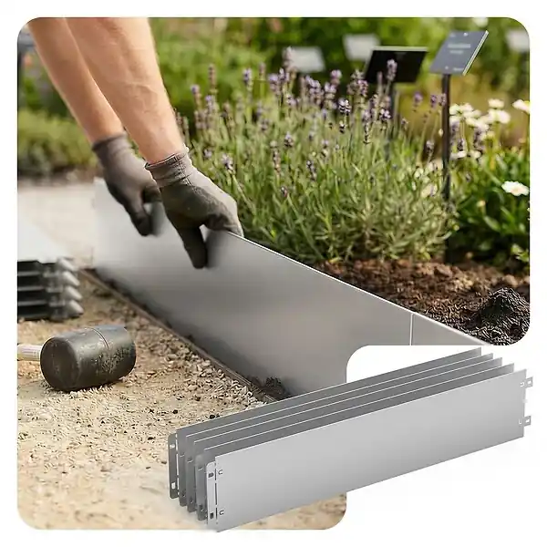 Lot de 35 Bordure de jardin en métal galvanisé flexible 100x18cm VOUNOT Top Vente