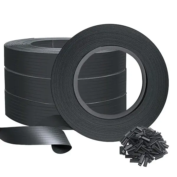 Promotion Kit de lamelles occultantes PVC brise vue 300m x 4.7cm avec 600 clips Noir VOUNOT