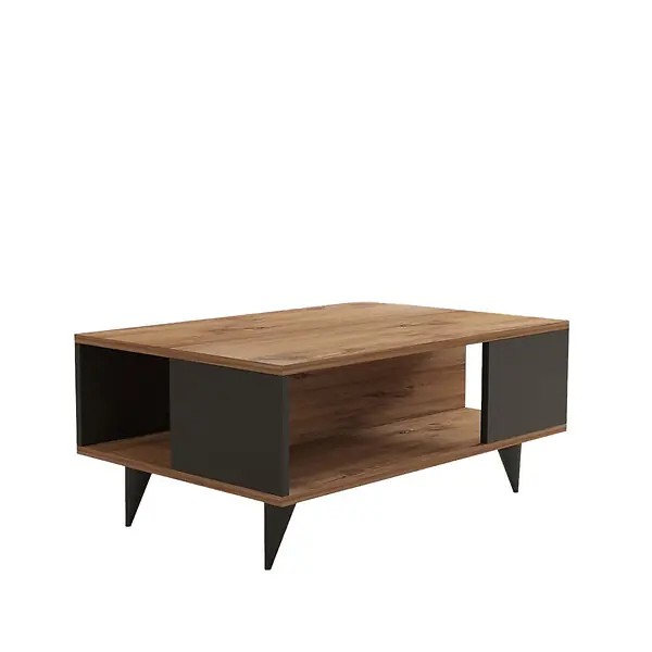 Prix Choc Table basse en bois "Yuka" - 90 x 60 x 39 cm - Noyer, Noir HABITAT ET JARDIN