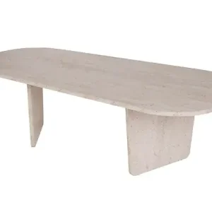 Haute Qualité Table basse en bois "Ovalis" - 130 x 65 x 40 cm - Travertin HABITAT ET JARDIN