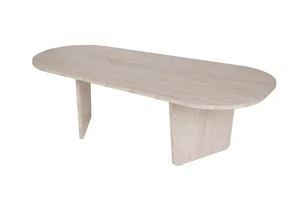 Haute Qualité Table basse en bois "Ovalis" - 130 x 65 x 40 cm - Travertin HABITAT ET JARDIN