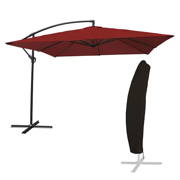 Commande En Gros Parasol déporté MOLOKAI carré 2,7x2,7m rouge + housse HAPPY GARDEN