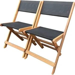 Quantité Limitée Chaise pliante en bois exotique "Seoul" - Maple - Noir - Lot de 2 HABITAT ET JARDIN