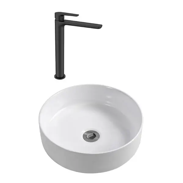 Bon Plan PixL 36 x 12,5 cm vasque à poser + Swiss Aqua Technologies Mood mitigeur lavabo XL + Ceramia PixL bonde (CEPX36SAT285C)