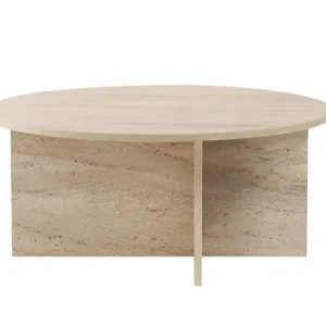 Must-Have Table basse en bois "Soleil" - 90 x 90 x 40 cm - Travertin HABITAT ET JARDIN
