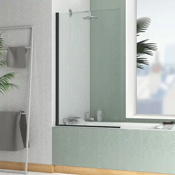 Pare baignoire Rabattable 80x140cm - Profilé Noir Mat - Verre Trempé 4mm - ELEMENTARY AURLANE Commander Maintenant