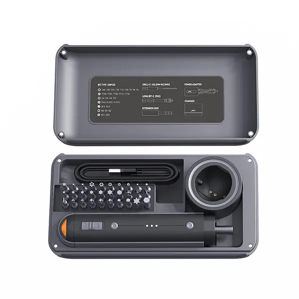 Remise Coffret visseuse dévisseuse 38 pièces - Noir mat - 3,6 V JIMIHOME