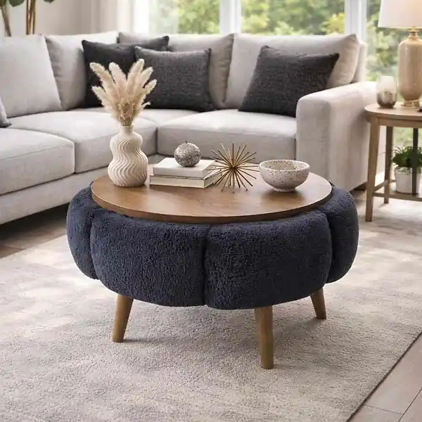 Remise Table basse en bois "Papatya 60" - 60 x 60 x 44 cm - Gris anthracite HABITAT ET JARDIN