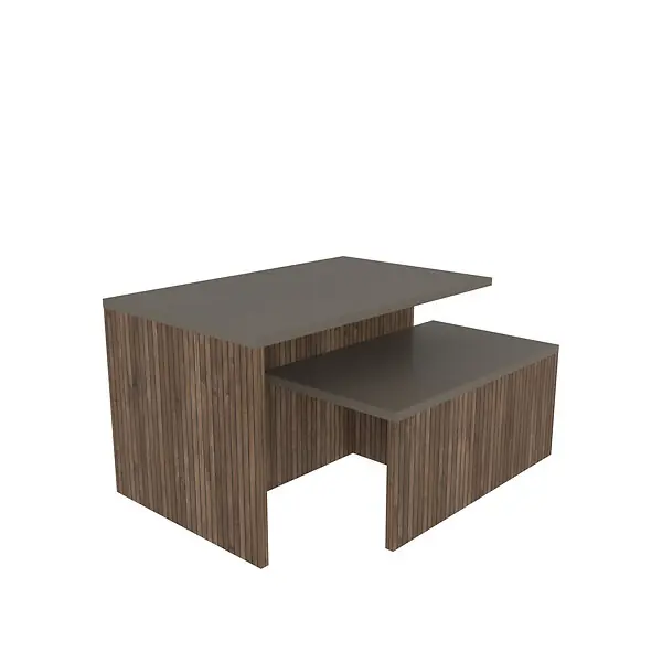 Table gigogne (2 pièces) en bois "Twins" 72 x 45 x 42 cm - Taupe HABITAT ET JARDIN Usine Directe