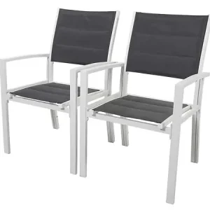 Fauteuil jardin Alu/Textilène "Brazil / Canaries" - Phoenix - blanc / gris foncé HABITAT ET JARDIN Achetez Aujourd'hui