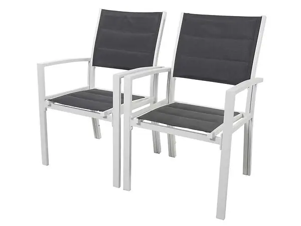 Fauteuil jardin Alu/Textilène "Brazil / Canaries" - Phoenix - blanc / gris foncé HABITAT ET JARDIN Achetez Aujourd'hui