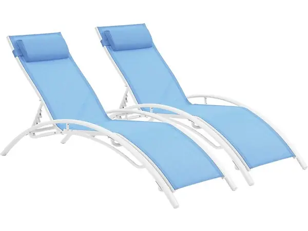 Dernier Modèle Bain de soleil en aluminium "Beauty" - Phoenix - Bleu - Lot de 2 HABITAT ET JARDIN