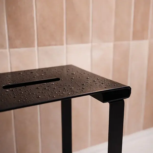 SIEGE DE DOUCHE EN INOX NOIR MAT - 40x30x46 cm AURLANE Livraison Express