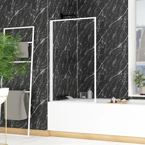 Pare baignoire rabattable 75x130cm - Finition Blanc - WHITE CONTOURING SCREEN AURLANE Offre Exclusive