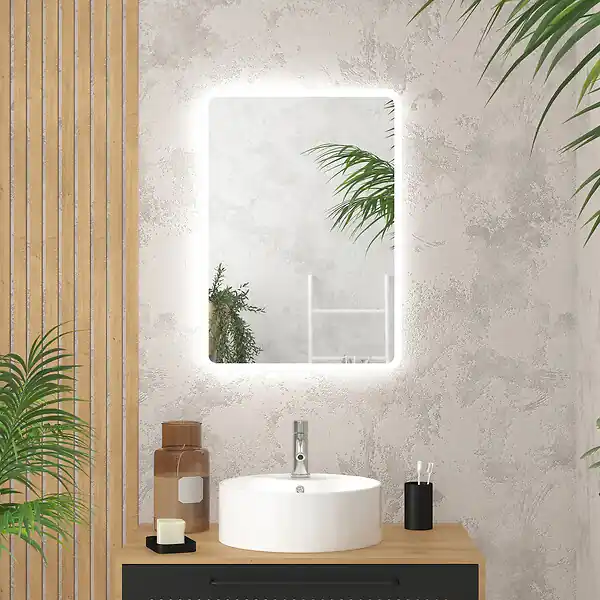 Miroir salle de bain avec eclairage LED - 50x70cm - GO LED AURLANE Achetez Aujourd'hui