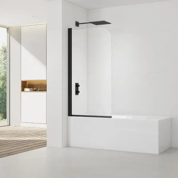 Affaire À Saisir 150x80 cm Pare-baignoire pivotant en verre, orientation gauche et droite, noir (SATVZUNIKCT80) SWISS AQUA TECHNOLOGIES