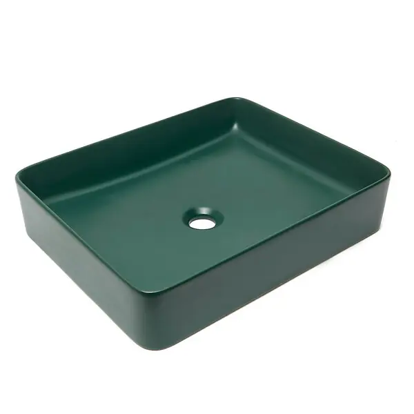 Swiss Aqua Technologies Infinitio Vasque à poser 50 x 40 x 11 cm, sans trop-plein, Vert foncé mat (SATINF5040DGEM) Meilleure Vente