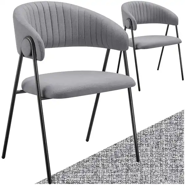 Prix Promo Lot 2 Fauteuils rembourré ergonomique en tissu 150kg max gris TECTAKE