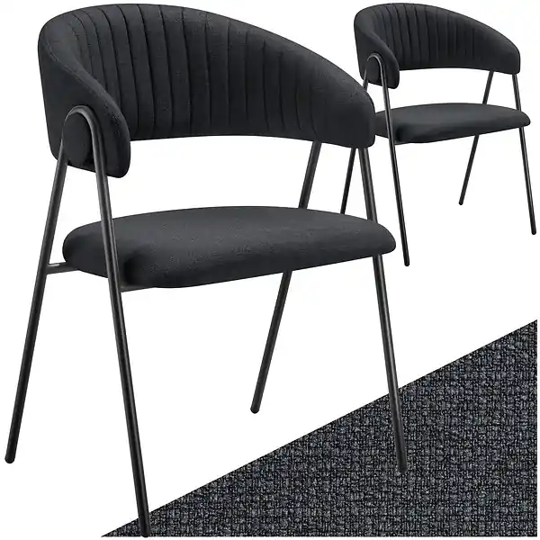 Offre Exclusive Lot 2 Fauteuils rembourré ergonomique en tissu 150kg max noir TECTAKE