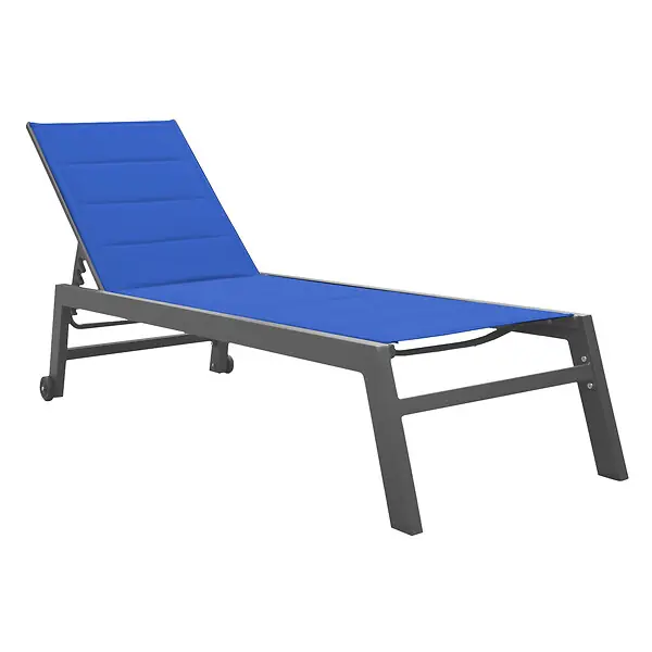 Commander Maintenant Bain de soleil BARBADOS en textilène bleu foncé - aluminium anthracite HAPPY GARDEN