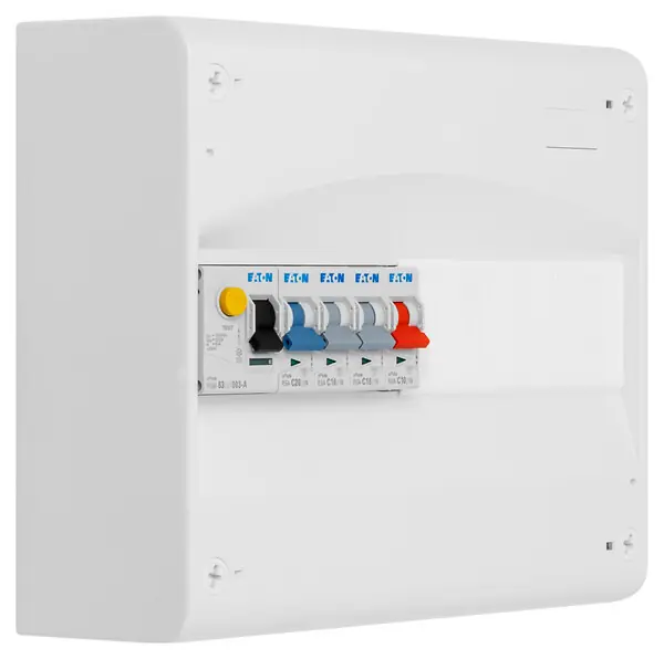 EATON Tableau 1 rangée pré-équipé 1 inter. diff. 63A type A + 4 disjoncteurs EATON CAPRI Vente Flash
