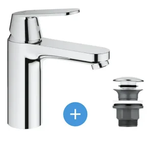Eurosmart Cosmopolitan Set Mitigeur Lavabo Taille M + Bonde clic clac Grohe pour lavabo avec trop-plein (23327000-CLICCLAC) Haute Qualité
