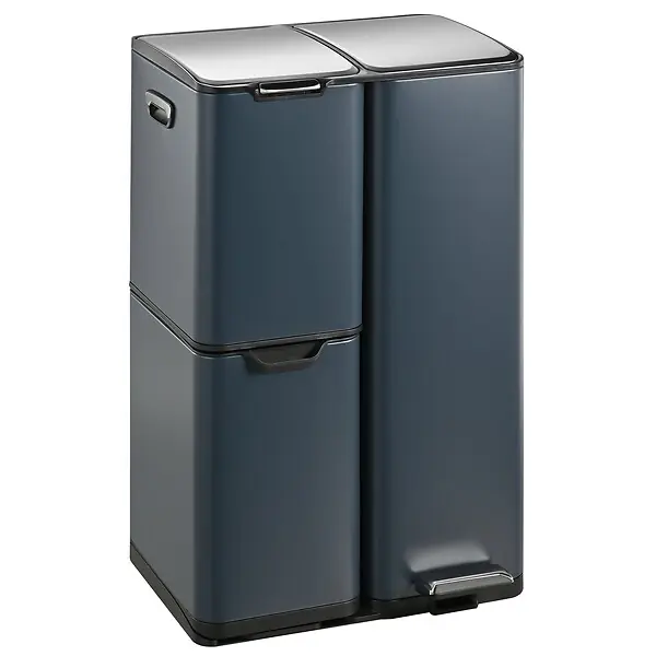 Satisfait Ou Remboursé Poubelle pédale tri sélectif HAJA gris 60L KITCHEN MOVE